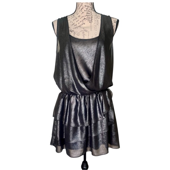 Banana Republic | NWT Ruffled Sleeveless Gray Dress for Women Size 4 Small - Picture 5 of 16